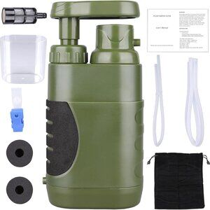 Portable Hand Pump Water Filter,100000Gallons Camping Water Filter Survival